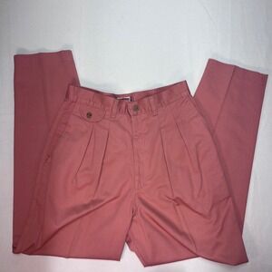 VTG 80s‎ Lee Wrinkle-Resistant Pants 12 MED Coral Pink, Pleated Trousers, Pastel